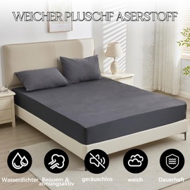 ohano Waterproof Mattress Protector 140 x 200 cm, Fine Flannel Microfibre Fitted Sheet, Incontinence Pad, Moisture Protection Bed Sheet, Waterproof and Breathable Mattress Cover, Grey