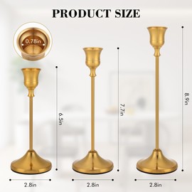 Candlestick Holders Candle Holder Candle Sticks Holder Holder Gothic Taper Candle Holders for Halloween Christmas Party Mantel Dinner Home Decoration (6, Brass Gold)