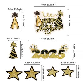 Blumomon 24Pcs Happy New Year Cupcake Toppers 2025 Snake Year Cupcake Toppers Picks 2025 Celebration Party Decorations New Years Eve Holiday Decor Glitter Party Accessories