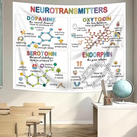 Riyidecor Mental Health Happy Chemicals Tapestry 59Wx51H Inch Colorful Therapy Experiments Inspirational Motivational Growth Mindset Wall Hanging Positive Home Dorm Decor Art Living Room Bedroom