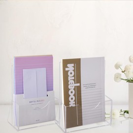 hocadon Pack of 2 Brochure Holder Flyer Stand A5 Table Brochure Stand Acrylic Transparent Flyer Stand for Counter Office Restaurant Reception