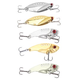 OriGlam 5Pcs Metal VIB Hard Fishing Lure Bass Crankbait Fishing Spinner Blade for Bass Fishing