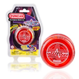 Duncan Toys Pulse LED Light-Up Yo-Yo, Intermediate Level Yo-Yo with Ball Bearing Axle and LED Lights, Clear/Red, Small