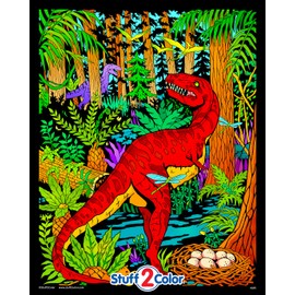 Velociraptor Jurassic Dinosaur Fuzzy Coloring Poster - (Boys, Girls, Toddlers Arts and Crafts Activity) - Great Quiet Time Indoor Prehistoric Coloring Project for Kids and Adults