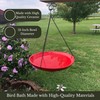 Backyard Essentials Red Ceramic Hanging Birdbath, Black Metal Chain Hanger,
