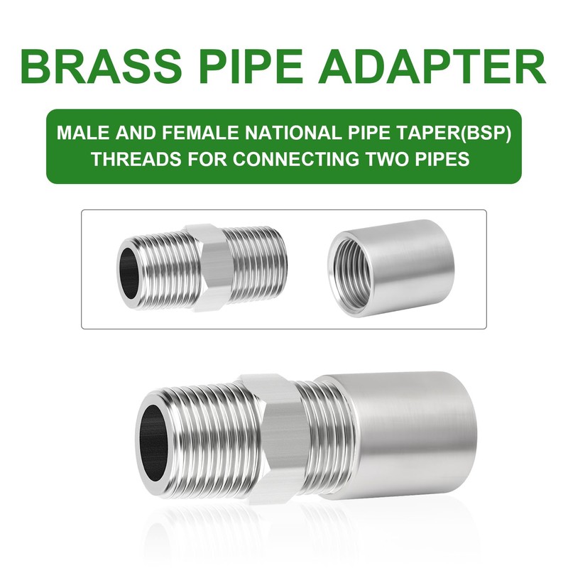 TAISHER 10PCS 304 Stainless Steel Pipe Fitting, Hex Nipple, Coupling,