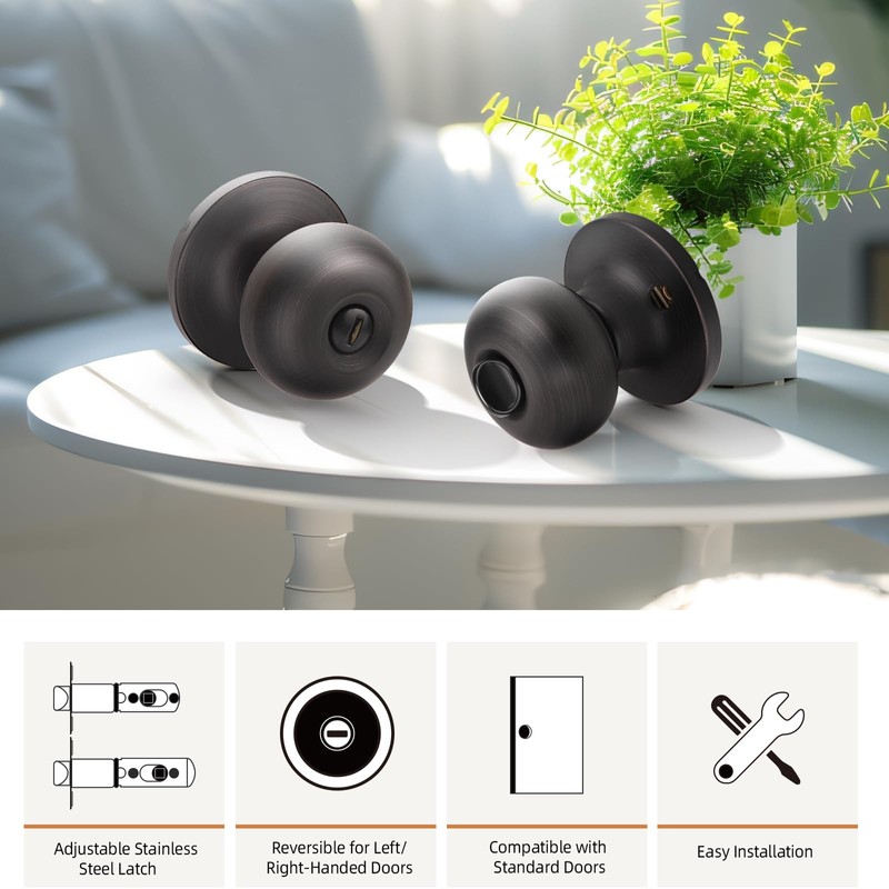 GOBEKOR 10 Pack Interior Privacy Door Knobs Oil Rubbed Bronze