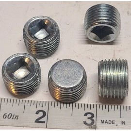 Unbranded (5) 1/2" Male NPT Pipe Plugs Zinc Plated Steel Countersunk Square Socket Head