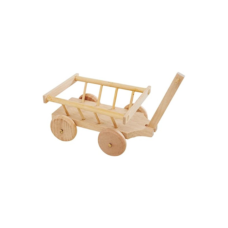 Miniature Wooden Handcart 8 x 6 cm Natural Ladder Trolley