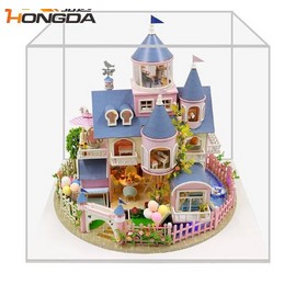 Dollhouse Furniture DIY Dollhouse Kit 1:24 European castle Music Box/Dust Cover/
