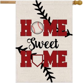 12x18 Inch Double Sided Summer and Spring Garden Flag - Baseball Home Sweet Home House Flag - Seasonal Large Outdoor Yard Flags of Burlap - Bat Ball Sport Flag Burlap Yard Outdoor Decorative