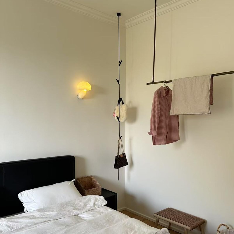 Minimalist Hanging Coat Rack, Designer-style Clothes Rack with 5 Hooks,