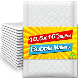 Axidou Bubble Mailers 10.5x16 Inch 200 Pack, Waterproof Thick Padded Envelopes, Self Seal Bubble Envelopes, Envelope Mailing Bags for Small Business, Shipping, Mailing, Boutique Packaging