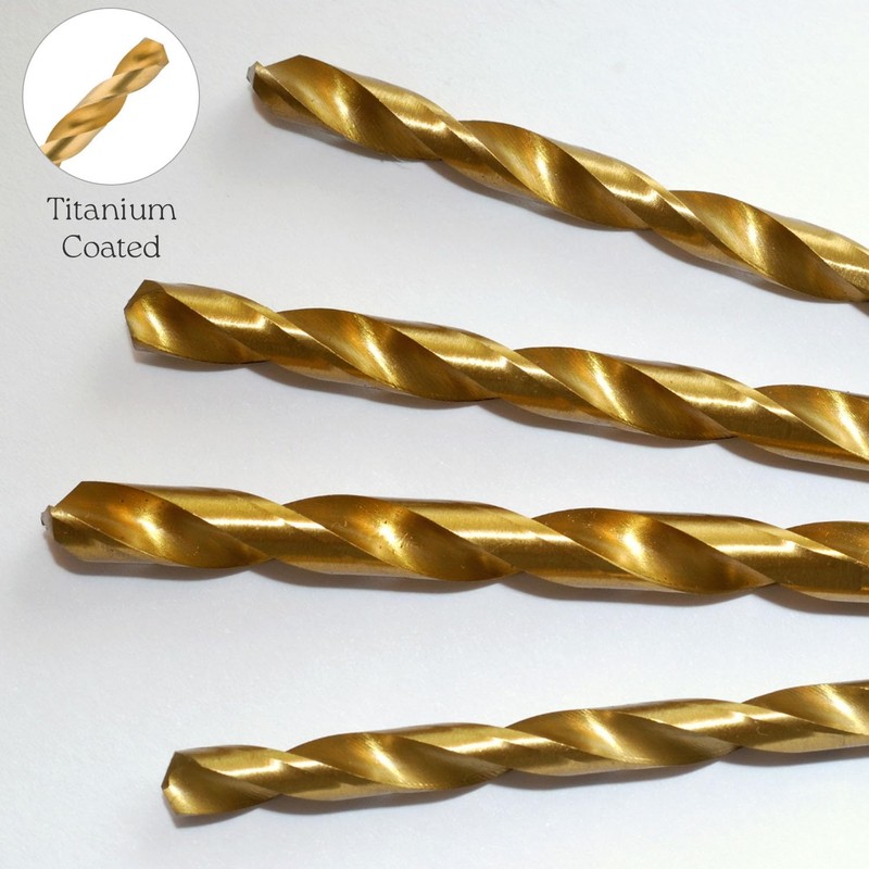 13 Titanium Coated Drill Bit Set - 1/4" Hex Shafts,