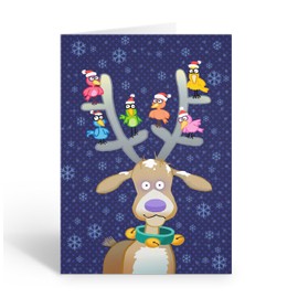 Stonehouse Collection | Friendly Reindeer Christmas Cards | Winter Reindeer and Bird Holiday Cards | 12 Boxed Cards with Envelopes (Friendly Deer)