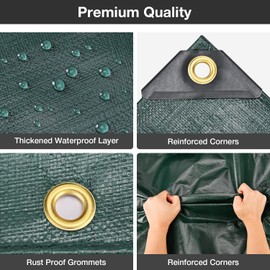 Pattiumo Tarp Waterproof 8' X 10', 14 Mil Heavy Duty Tarps Waterproof Multipurpose Protective Cover Large Tarp UV All Weather Resistant for Shelter Camping, Green/Brown