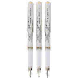 Uni-Ball Signo UM-153 Gel Ink Rollerball Pen, 1.0mm, Broad Point, White Ink, Pack of 3