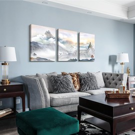 DZRWUBHS Mountain Abstract Paintings Landscape Prints Artwork Canvas Wall Art For Living Room Wall Decor For Bedroom Bathroom Office Decor Modern Framed Home Decorations Ready to Hang 16x24 3 Piece