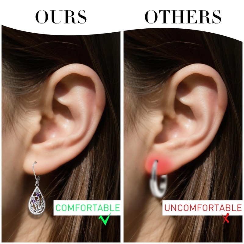 Scottish Thistle Earrings for Women Scottish Thistle Jewelry Gifts 925