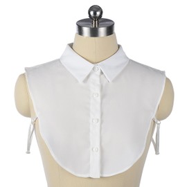 Wearlizer Women's Collar Removable Half Shirt Blouse with Rhinestones White Leopard (Chiffon V), White