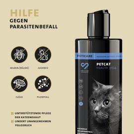 Peticare Katzen Pflege-Shampoo bei Juckreiz Milben Pilz Floh - Spezial Katzen-Shampoo bei unangenehmem Fell-Geruch, pflegt die Katzen-Haut, effektive Pflege-Formel - petCat Health 3104