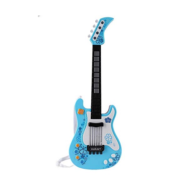 VGEBY1 Guitar Toy, Multifunctional Kids Bass Guitar Electric Guitar Toy with Sound and Lights Musical Instrument Toy(Blue)