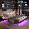 AGXI Floating Bed Frame with LED Lights and Charging Station,