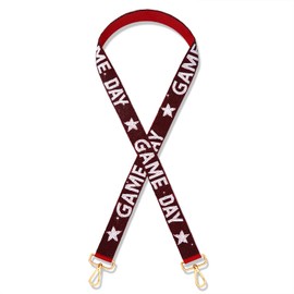 NVENF Beaded Purse Strap Replacement Burgundy White Game Day Football Purse Strap Crossbody Bag Straps Game Day Outfits Football Accessories (Burgundy White)
