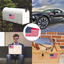 3 PCS Reflective American US Flag Decal, 5"x3" New Tattered Thin Blue Line US Flag Decal Stickers, Support US Military, Police and Law Enforcement Officers (Red)