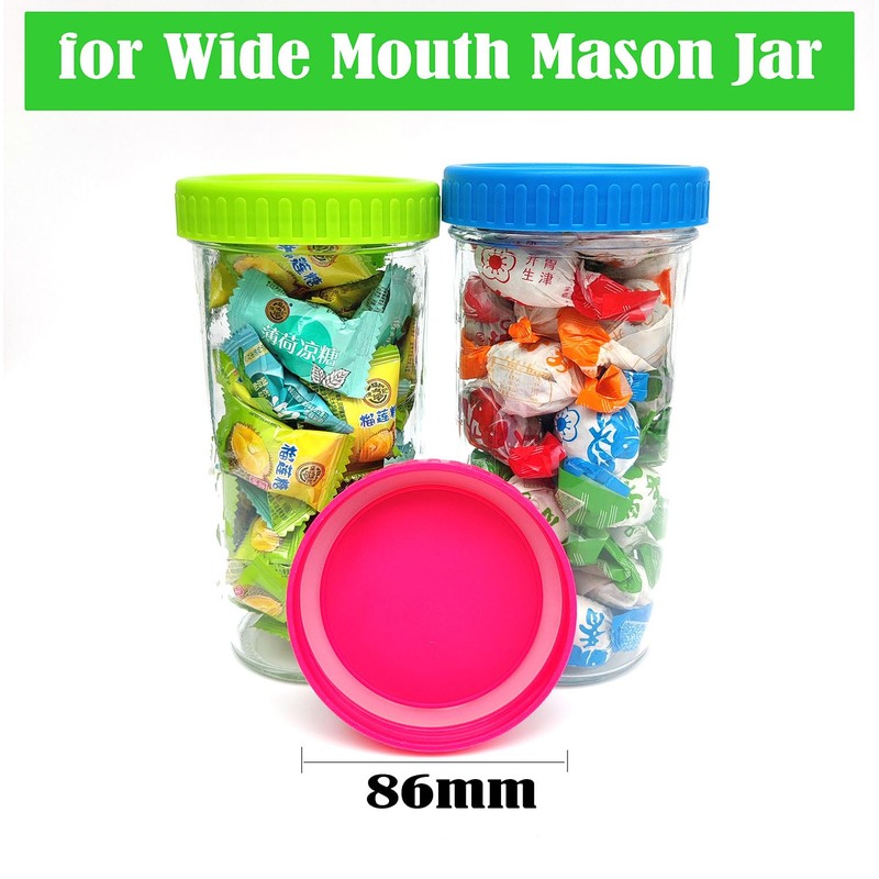 86mm Mason Jar Lids wide Mouth, 8 Pack Plastic Mason