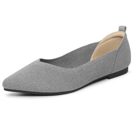 Ankis Ballet Flats Shoes for Women Dressy Comfortable, Pointed Toe Casual Work Flats for Women Foldable Grey