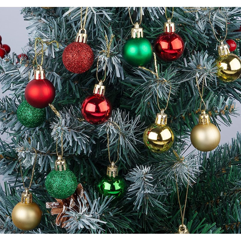 Anstore Christmas Baubles, 54Pcs Mini Christmas Ball Ornaments with Strings,