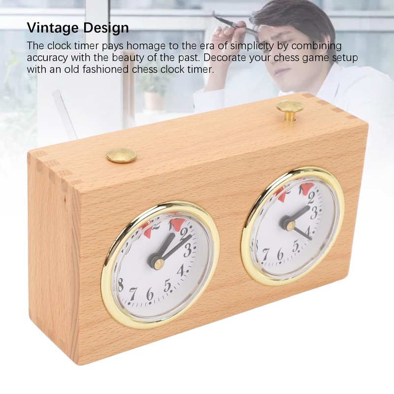 Wooden Mechanical Chess Clock, Quartz Analog Timer Chess Clock Timer,