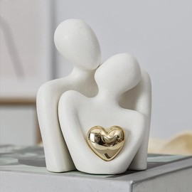 YINGSC Porcelain, Romantic Couple Hugging Statue, Wedding for Couple,Modern Abstract Art Ornaments for Living Room, Ceramic Figurine for Engagement, Valentine's Day, home decor