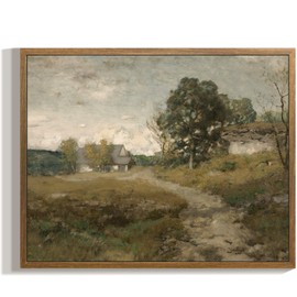 RaphelArt Framed Canvas Wall Art Home Decor,Small Vintage Cottagecore Decor,American Country Road Landscape Farmhouse Painting Canvas Wall Art Decor for Living Room,Office,Bedroom,Bathroom,8''x10''