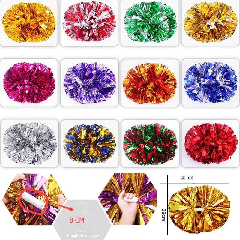 14.96 Inch Team Sports Cheerleading Poms Middle Handle Pompoms 2