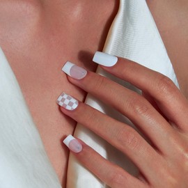 Nelikoo Semi Cured Gel Nail Strips, 20 PCS Gel Nail Stickers Work with UV Light, Gel Nail Wraps, Salon Quality & Easy To Use