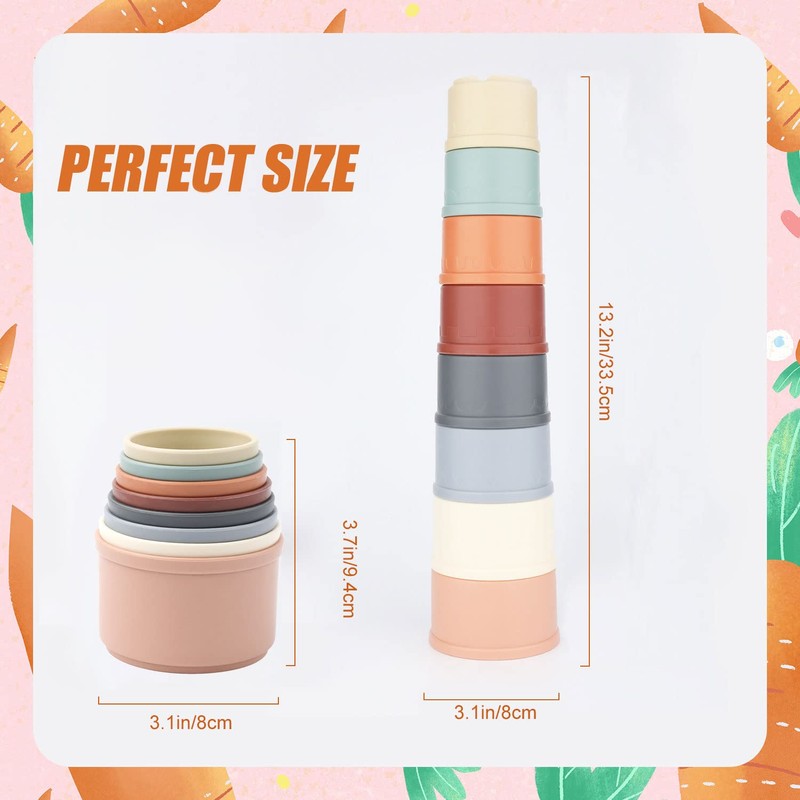 SAVITA Pack of 8 Stacking Cups for Rabbits, Multicoloured Rabbit