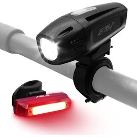 Bike Lights, Super Bright with 5 LED Bike Headlight & 3 LED Rear, Bike Lights for Night Riding with Quick-Release, Waterproof Bicycle Light Set, Bike Accessories, Bicycle Accessories, Flashlight - Style: Rechargeable