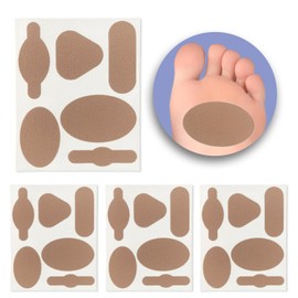 Moleskin for Blisters, Moleskin Adhesive Pads, Multi-Shaped Moleskin Padding for Feet, Shoes, Toes, Heel | Blister Prevention Tape Patch Reduce Friction - 4 Sheets (24 Pieces Total)