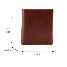 FINELAER Leather Men's Slim Bifold Wallet with Card Coin & RFID Blocking Pockets (Cinnamon Brown)