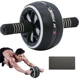 AB Wheel Roller, Exercise  Wheel Fitness for Gym & Home, Work-out Strength- Equipment with  Pad, 12"W
