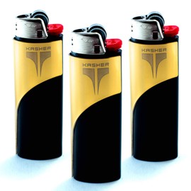 Kasher Classic Multi-Tool Lighter Case with Lighter - Lightweight, Durable Construction, Portable - Stainless Steel - Versatile Usage as Cutter for Opening Packages & More - Pack of 3 (Gold)