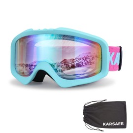 Karsaer Ski Goggles Anti-Fog Snow Goggles OTG 100% UV Protection Snowboard Goggles Bendable Dual-Lenses for Men Women Youth