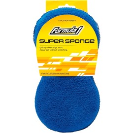 Formula 1 Super Esponja Doble Cara Microfibra Lavado y Exfoliante Esponja 9" x 4.5" x 2.25"