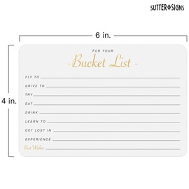 Bucket List Suggestion Cards 50 pcs | For Wedding Guest Book, Retirement Party Games, Couples Travel, Adventure Activities. Gold Foil Note Cards 4x6 inch