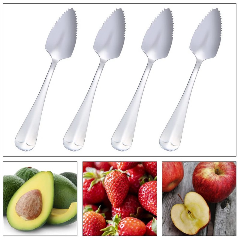 4 Pcs Grapefruit Spoon with Serrated Edge Stainless Steel Fruit
