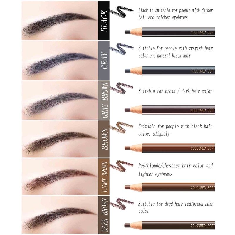 Sumeitang 12 Pcs Light Brown Eyebrow Pencil Set, Pull Cord