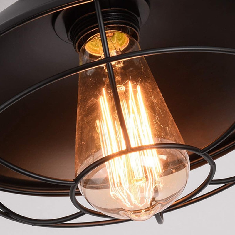 Qcyuui Rustic Ceiling Light Black, E27 Mini Ceiling Pendant Lighting,