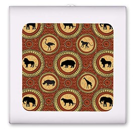 Plug in Dimmable LED Night Light with Dusk to Dawn Auto Sensor, Adjustable Brightness, Warm Light, Auto On/Off Nightlight for Bathroom, Hallway, Nursery, Bedrooms - African Theme Animal Circles